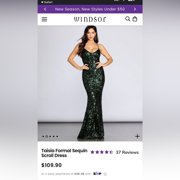 Windsor Taisia Formal Sequin Scroll Dress - Picture 1 of 13